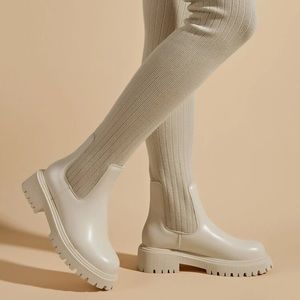 Brown thigh length boots